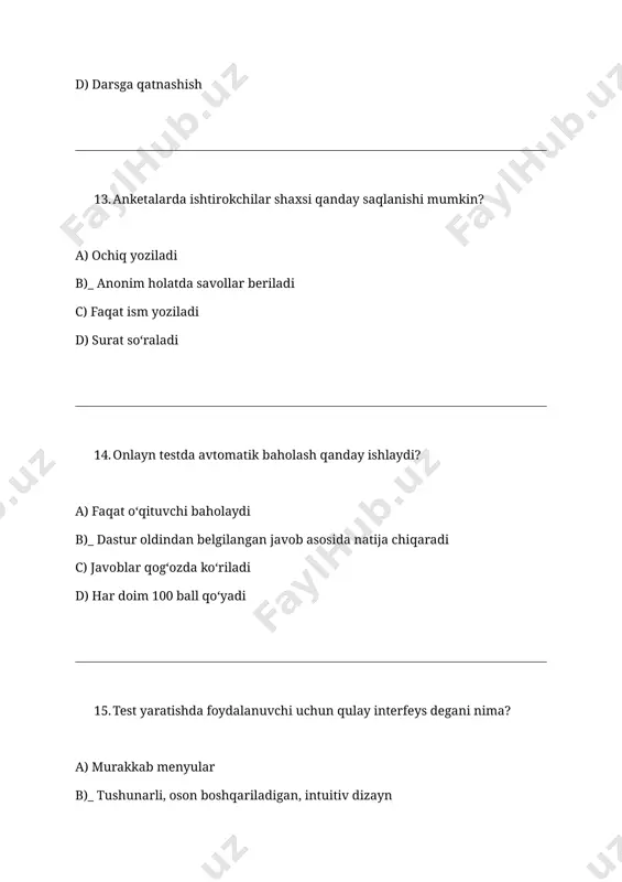 anketa sorovnomalari va nazorat testlarini yaratuvchi dasturlar - Page 5