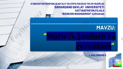 statistika jamlash va guruhlash — PPTX
