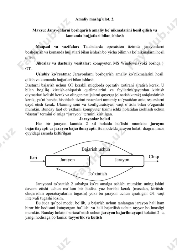 jud bo’lmagan simvollarni jadval ko’rinishida chiqaradi. bu degani istalgan simvolni istalgan joyda ishlatish mumkin degani. 15. msinfo32 – “о системы” operatsion tizim, uning komponentlari, kompyuter qurilmalari haqida to’liq ma’lumot chiqarib beradi. 16. soundrecorder – ovoz yozish uchun kichik dasturcha “звукозапись” ni ishga tushirish. 17. magnify – kichik yozuvlarni kattalashtirish uchun ishlatiladigan tizimning “экранная лупа” komponentasi. 18. cleanmgr – “очистка диска” belgilangan(o’rnatilgan) disk razdelini tozalash(формат). 19. control – “панел управления” qurilmalar, komponentlar, umumiy operatsion tizimni sozlovchi oyna. 20. compmgmt.msc – “управления компьютером” butun kompyuterni boshqarish(guruhlarni boshqarish, foydalanuvchilarni boshqarish, disklarni…). 21. devmgmt.msc – barcha kompyuter qurilmalarini haqida ma’lumot beruvchi “диспетчер устройств” oynasini hosil qilish. 22. … – shu vaqtdagi kompyuter foydalanuvchisiga tegishli katalogga kirish. 23. \\190.0.7.10 – ip adressni bilgan holda, shu ipadressga tegishli kompyuterga o’tish. bunda faqat ruhsat etilgan kataloglarni ko’rish mumkin bo’ladi. 24. ping ipadres – boshqa kompyuter bilan aloqani tekshirish uchun mo’ljallangan utility. ipadres degan joyga kerakli ip adres …