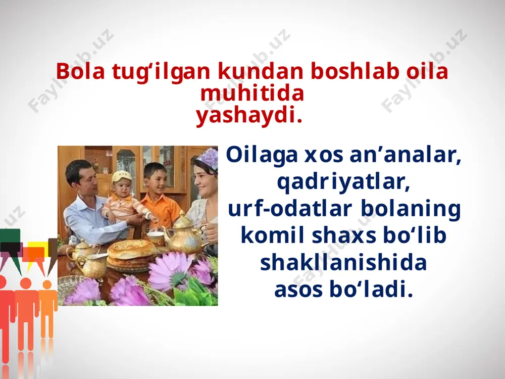 iyoti bugungi yoshlarning bilimiga, g‘ayrat-shijoatiga, dunyoqarashiga, vatanparvarlik tuyg‘usining qanchalik yuksakligiga, komillik darajasiga bog‘liq. kelajagimiz erkin fikrlaydigan, mustaqil ish yurita oladigan, chet tillaridan yaxshi xabardor, yuqori texnologik tafakkurga ega bo‘lgan, vatan va xalq manfaatlarini o‘z manfaatlaridan ustun qo‘ya oladigan, kerak bo‘lsa, vatan uchun jonini fido qila oladigan yoshlarni talab etadi. bizning konstitutsiyamiz axloqiy qadriyatlarni mustahkam asosga qo‘ygan qomusimizdir. unda milliy qadriyatlarimiz o‘zining rivojini topgan. savol va topshiriqlar: 1. yoshlar ijtimoiy faoliyatining asosini nimalar tashkil etadi? 2. «men shu aziz yurt farzandiman, men ulug‘ zotlarning avlodiman, buyuk tarix va madaniyat egasiman», degan haqiqiy milliy g‘urur tuyg‘usi shakllanishi uchun yoshlarda qanday fazilatlar qaror topishi kerak? 3. rasmlarga qarab bu yoshlarni nima birlashtirib turgani haqida fikr yuriting. image2.jpg image3.jpeg image4.jpeg image5.jpeg image6.jpeg image7.jpeg image8.jpeg image9.jpeg image10.jpeg image11.jpeg image12.jpeg image13.jpeg image14.jpeg image15.jpeg image16.jpeg image17.jpg image18.jpeg image1.jpg
