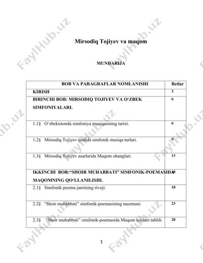 o’zbek musiqasi tarixi (mirsodiq tojiyev va maqom) — DOCX