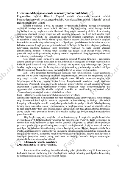zamonaviy interer uslublari — DOCX