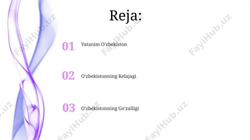 mirligi davrida, 16-18-asrlarda, ko'plab madrasalar, masalan, mir-i arab madrasasi qurilgan bo'lib, ular o'rta osiyo mintaqasida islom ta'limoti va fanining rivojlanishiga katta hissa qo'shgan. xorazm viloyatida joylashgan ayvon madrasasi, 11-asrda qurilgan bo'lib, o'zining noyob me'moriy uslubi va 30 dan ortiq naqshinkor ustunlari bilan mashhur. vatanimga muhabbat vatanimga muhabbat tuyg‘usi 1991-yildan keyin, o‘zbekiston mustaqillikka erishgandan so‘ng, milliy ongning uyg‘onishi bilan yanada kuchaydi va 50 dan ortiq qo‘shiqlar, she’rlar va hikoyalar milliy madaniyatimizga qo‘shildi. vatanimga muhabbat mavzusi samarqand, buxoro va xivadagi tarixiy obidalar, shuningdek, farg‘ona vodiysining tabiiy go‘zalliklari orqali milliy madaniyatimizning boyligini 3000 yildan ortiq davom etgan tarixi bilan aks ettiradi. o'zbekiston - vatanim o'zbekistonning paxta yetishtirish hajmi yiliga 3 million tonnadan oshadi va bu mamlakat iqtisodiyotining muhim qismidir, shu bilan birga, qashqadaryo viloyati bu sohada yetakchi hisoblanadi. samarqand viloyatining tarixiy shaharlari, jumladan, 500 yildan ortiq tarixga ega buxoro, o'zbekistonning boy madaniy merosi va jahon sivilizatsiyasiga qo'shgan ulkan hissasini aks ettiradi. e'tiboringiz uchun …