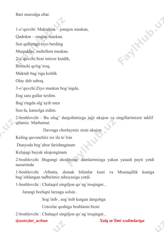 mustaqillik bayrami va bilimlar kuniga bagʻishlangan tadbir ssenariysi - Page 4