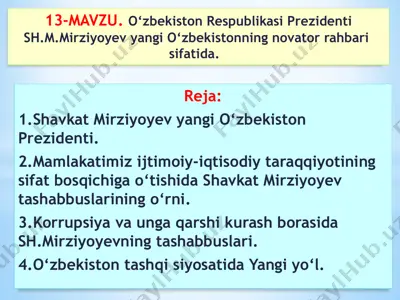 shavkat mirziyoyev yangi о‘zbekiston prezidenti — PPTX