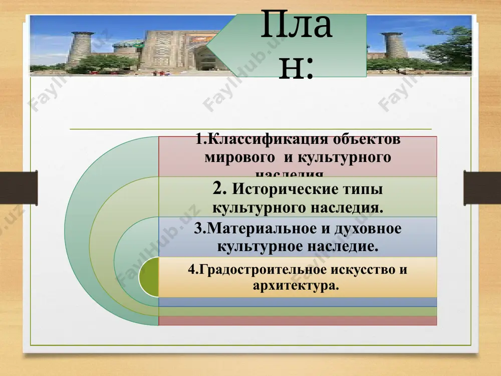 истему гражданского общества. исследователи культуры зафиксировали не только ее всеобщность, но и предложили ряд типологических конструкций, позволяющих выделить пространственные (синхронные) и временные (диахронные) различия определенных культур. 1) памятники природы, которые включают геологические и геоморфологические (обнажения пород, отдельные валуны, формы рельефа и др.), гидрологические и гидрогеологические (реки, озера, ключи, родники, минеральные источники и др.), ботанические (лесные массивы, отдельные деревья и т.п.), ландшафтные (лесные и болотные урочища), т.е. природные памятники, состоящие из физических и биологических образований, имеющих универсальную ценность с точки зрения эстетики или науки; культурно-историческое наследие можно классифицировать следующим образом: – искусственные формы рельефа (курганы, валы, насыпи, выемки, ямы), искусственные водоемы и насаждения, акклиматизированные виды животных и их местообитание, почвы; 2) памятники культурно-природного наследия 3) исторические населенные пункты: которые сохранили свою историческую среду, связь с природным окружением, планировочную структуру, – особые элементы наследия региона, обладающие физической, исторической, эстетической и символической ценностями, содержащие в себе огромный объем исторической и культурной информации; 4) …