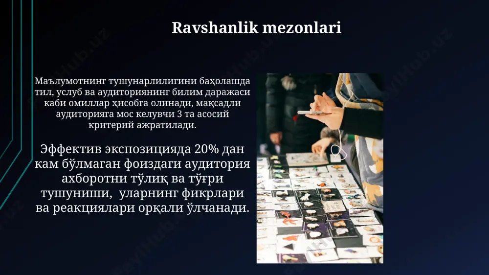 tistik ma'lumotlar, eksperimental natijalar va mutaxassislar fikrlari kabi turli usullar qo'llaniladi, ularning mosligi va aniqligi tekshirilishi zarur. e'tiboringiz uchun rahmat @taqdimot_robot image1.jpg image2.jpg image3.jpg image4.jpg image5.jpg image6.jpg image7.jpg image8.jpg image9.jpg image10.jpg image11.jpg image12.jpg