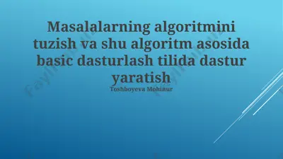 algoritmni basic tilida ifodalash — PPTX