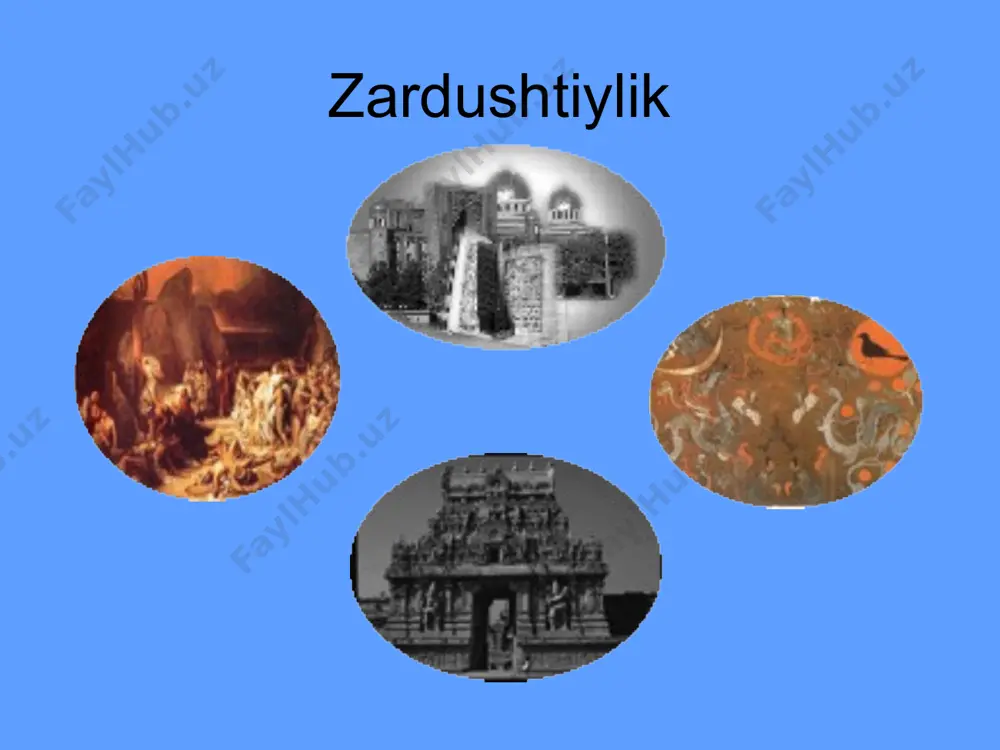 yo xalqlarining qo’yi xudosi hisoblangan mitraga, yer, suv unumdorlik xudosi anataga sig’inganliklarini isbotlaydigan buyumlar topilgan. “avesto”da dehqonchilik bilan shug’ullanish o’n ming iarta ibodat qilish va yuzlab jonivorlarni qurbonlikka so’yishdan afzal hisoblanadi.unda aytilishicha ekin, yerdagi yovuzliklarga barham berishi demakdir. zardushtiylikning jamiyat tarixi to’g’risidagi g’oyalarining tavrot va qur‘ondagi tasovvurlarga juda yaqin bo’lib, unda birinchi odam ilmadir. boshqa odamlar undan tarqalgan. ilmaning hukmronlik oltin davr hisoblanadi. u davrda odamlar o’lm nimaligini bilmagan. xudo axura mazda adabiy baxorni yaratadi. natijada odamlar baxtli va farovon yashaydilar, lekin bir paytga kelib, odamlar gunoh ish qilib qo’yadilar, ya‘ni ta‘qiqlangan molning go’shtini yeydilar. shunda axriman xudosining qahri kelib, odamlarga qor va sovuqni yuborgan. ilma odamlar va mollarni sovuqdan saqlab qolishning uchun uy qurib, unga barcha tirik narsalardan bir juftdan joylashtirgan. shundan keyin tarixning birinchi davri yaxshilik va yomonlik o’rtasidagi kurash davri boshlanadi. uchunchi davr – insoniyatning kelajagi davridir bu davrda qadimgi odamlarning baxt – saodati, adolatli jamiyati haqidagi …