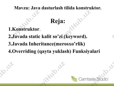 java dasturlash tilida konstruktor — PPT