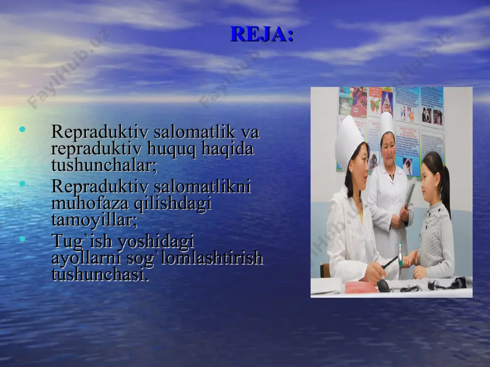 shga doir qo`shimcha chora tadbirlar to`g`risida”gi qarori; 2009 yil 1 iyuldagi “2009 – 2013 yilllarda aholining reproduktiv salomatligini mustahkamlash, sog`lom bola tug`ilishi, jismoniy va ma`naviy barkamol avlodni voyaga yetkazish borasidagi ishlarni yanada kuchaytirish va samaradorligini oshirish chora-tadbirlari dasturi to`g`risida”gi qarori. sog`lom avlodni shakllantirishga oid davlat tadbirlari.