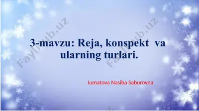 reja, konspekt va ularning turlari — PPTX