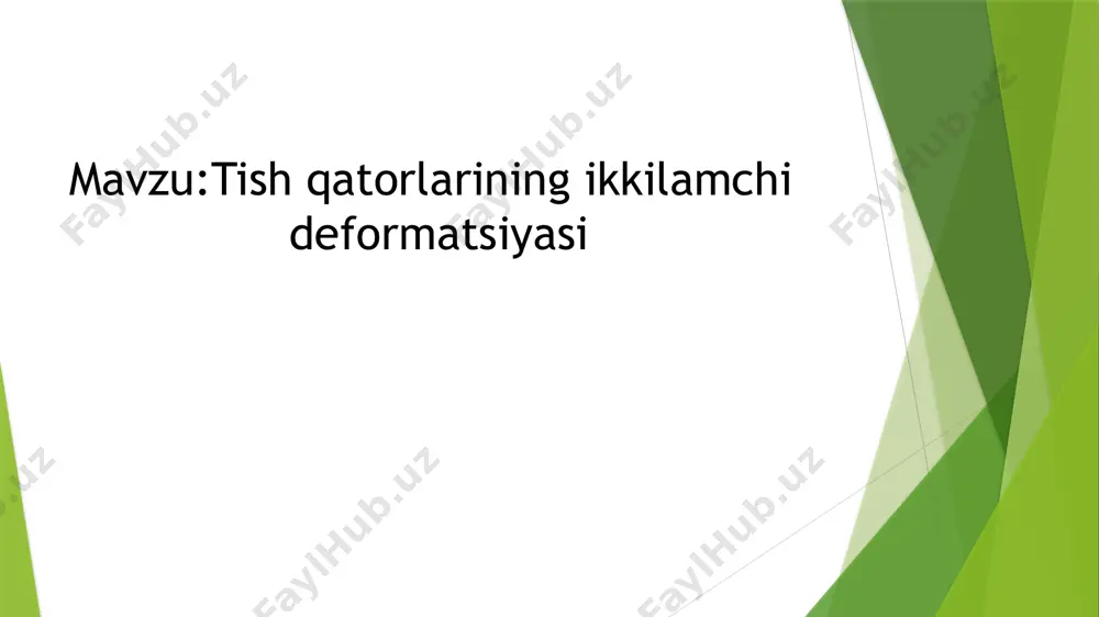bogʻlash toʼgʻri boʻlarmikin ? 1880-yil popov tamonidan dengiz choʻchqa- sining kurak tishlari olib tashlangandan keyin tish jagʻ tizimining deformatsiyasi paydo boʻlishi aytib oʻtilgan. shuningdek , artikulyatsion muvozanat nazaryasi nomini olgan bu alomatni nazariy jihatdan tushun turishga harakat qilgan.gadon fonomeni deb atash mumkin emas . shunga qara- masdan ikkilamchi deformatsiyalar popov- hazon fonomeni bilan yuritiladi. chaynov tishlarning yoʻqotilishi natijasida pastki jagʻning distal surilishi. tishlarning ikkilamchi siljishiga nafaqat tish qatori nuqsonlarida,balki parodonto- patiyalar ,odontogen shishlar va funksional yuklanishlar vaqtidagi oʻzgarishlarni ham kiritish lozim. oʻziga hos boʻlgan tishlar harakati yoʻnalishining kelib chiqishini quydagicha izohlash mumkin: parodpatontogonistlarning yelpigʻichsimon tarqalishi kombinatsiyalangan(aralash) siljishga misol boʻladi. agar nuqson yuqori yon tishlarni olib tashlash natijasida kelib chiqsa ,u holda pastki tishlarning vertikal siljishi kelib .asosiy va yordamchi ontogonistlar yoʻqotilgan katta nuqsonlar holatida tishlar deyarli vertikal holatda siljiydi . yordamchi ontogonistlarni saqlab qolgan tishlar,old lunj doʻmboqchasi b-n nuqson tomonga egiladi. gonistlarini yoʻqotgan tishlarning vertikal yoʻnalishda siljishiga uning ikkita klinik …