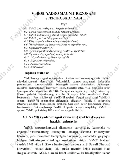 vi-bob. yadro magnit rezonans spektroskopiyasi — DOCX