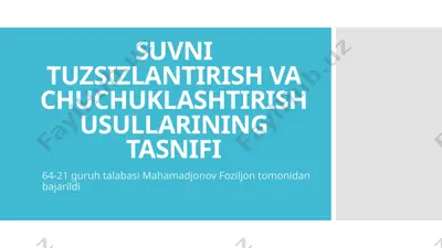 suvni tuzsizlantirish va chuchuklashtirish usullari — PPTX