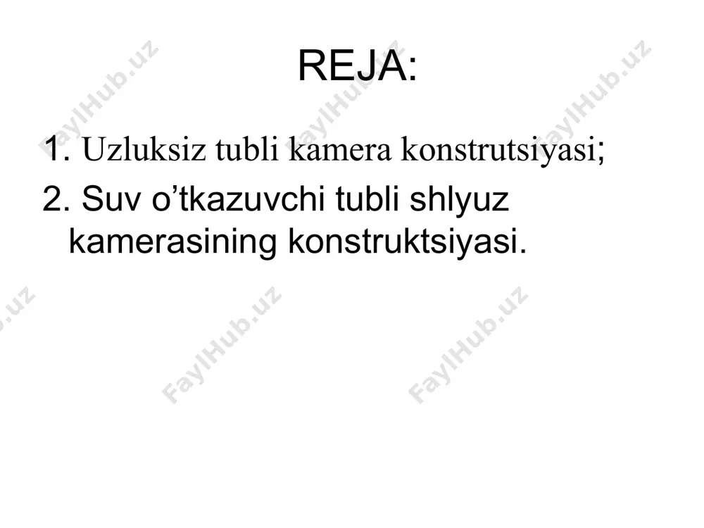 тубли сув ўтказувчи тубли шлюз камераси конструкцияси • сув ўтказувчи тубли камералар босим миқдори унча катта бўлмаган, сув билан таъминлаш системаси уни бош қисмида жойлашган шлюзларда қўлланилади. • бундай шлюзлар девори кўп ҳолларда йиғма – яхлит конструкцияли бўлади, бўш грунтларда эса қозиқли пойдеворларга ўрнатилади. давоми • бундай шлюзлар камераси туби тескари фильтр устига ўрнатилган бетон плита билан қопланади. чок типлари юқоридагига ўхшаш. деворлари унча баланд бўлмагани учун уларни яна темир - бетон ва пўлат қозиқ кўринишида бажариш мумкин қоя заминлардаги шлюз камераси конструкцияси давоми • қоя заминларда қуриладиган шлюз камераси конуструкцияси юқоридаги расмда келтирилган. камера туби қоя грунт сифати юқори бўлганда копламалар билан мустахкамланмаса ҳам бўлади, девор копламалари ҳам қоя грунт сифатига боғлиқ. давоми • ёриқ кам қоя грунтларда қопламалар юпқа (0.5 - 1 м) қилиб бажарилади ва анкерлар билан боғланади. агарда қоя жинсни силжишга қаршилиги ва мустахкамлик кўрсаткичлари етарли даражада юқори бўлса, камера деворлари кўпгина ҳолларда бетондан кесим юзаси …