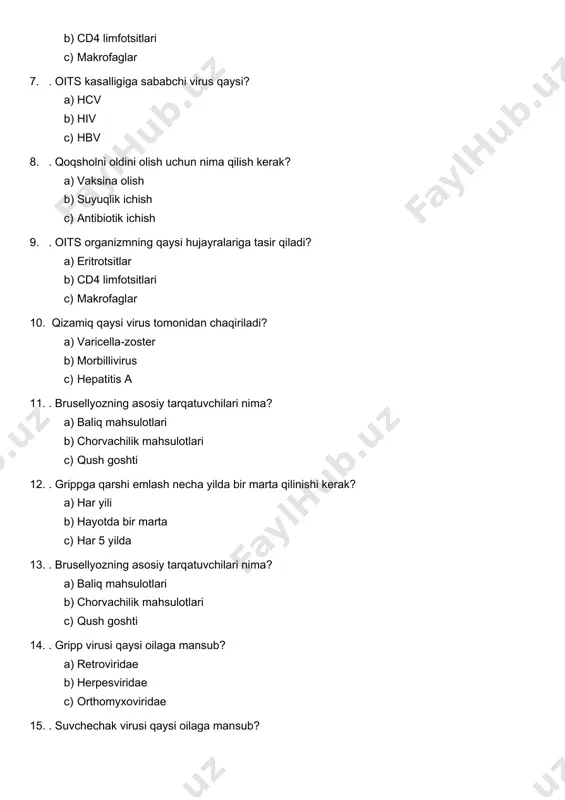 infektsion kasalliklar test savollari - Page 4