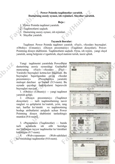 power pointda taqdimotlar yaratish — DOC