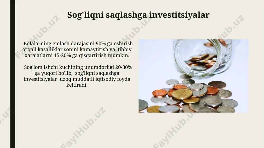 dan ortiq xodimlar jalb qilinganda, kompaniyaning innovatsion salohiyati 20% ga o'sishi kuzatiladi. inson kapitaliga investitsiyalarni samaradorligini baholashda roi (return on investment) ko'rsatkichi 15% dan yuqori bo'lishi maqsadga muvofiqdir, bu esa sarmoyaning o'zini oqlashi va foyda keltirishi mumkinligini bildiradi. e'tiboringiz uchun rahmat @taqdimot_robot image1.jpg image2.jpg image3.jpg image4.jpg image5.jpg image6.jpg image7.jpg image8.jpg image9.jpg image10.jpg image11.jpg image12.jpg image13.jpg image14.jpg
