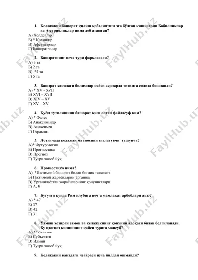 bashoratlar va prognozlash — DOC