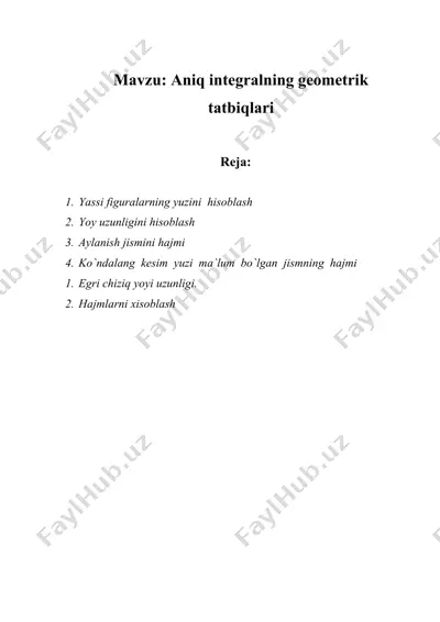 aniq integralning geometrik tatbiqlari — DOCX