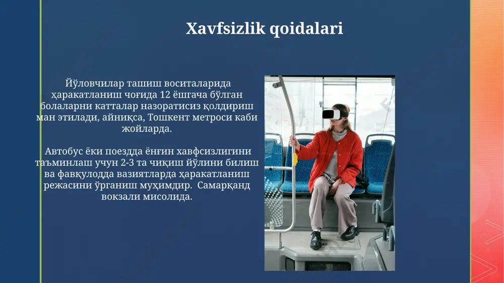 n. samarqand viloyati avtobuslarida keksa odamlar, nogironlar va homilador ayollarga 1-2 o‘rindiqni bo‘shatish odob-axloq qoidalariga kiradi. e'tiboringiz uchun rahmat @taqdimot_robot image4.jpg image5.jpg image6.jpg image7.jpg image8.jpg image9.jpg image10.jpg image11.jpg image12.jpg image13.jpg image2.png image3.png