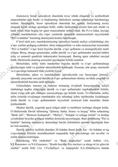 pul va banklar darsligi — DOCX