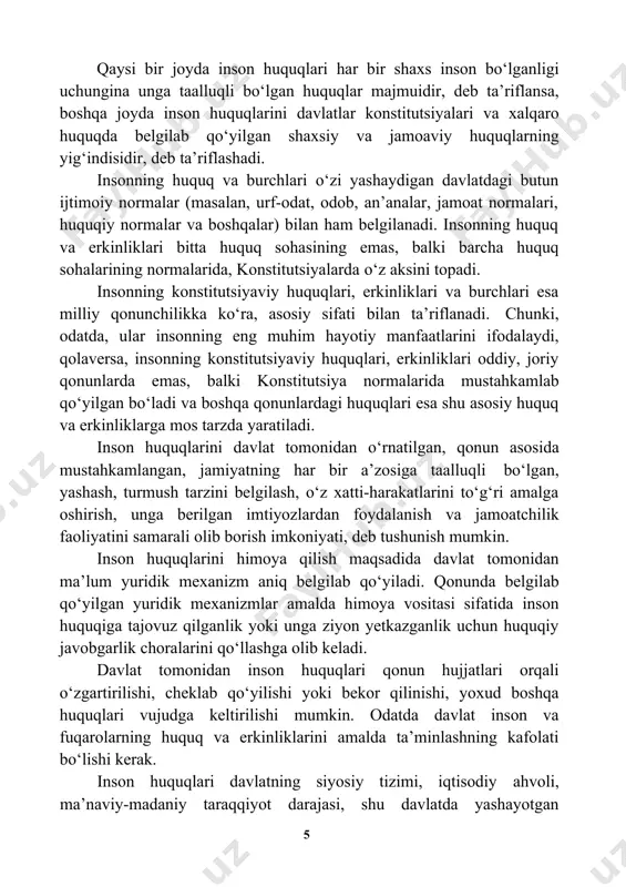 hlab esa, hurlik va ozodlik haqida fikrlay boshlaganlar. tarixiy manbalarning ma’lumot berishicha, insonlar o‘rtasida lozim bo‘lgan tenglik gohida to‘liq, gohida faqat rasman, gohida ayrim tabaqa vakillari o‘rtasida, gohida barcha insonlarga tegishli bo‘lishi g‘oyalari ilgari surilgan. o‘rta osiyoga islom dini kirib kelguniga qadar asosiy ko‘pchilik insonlar e’tiqodiga aylangan zardushtiylik, manixeizm va mazdakiylik kabi din va g‘oyaviy oqimlar bunga yaqqol misol bo‘la oladi. qadimgi mutafakkirlar: yunon faylasuflari protogor va alkidamant ham barcha insonlarning teng bo‘lib tug‘ilganligi haqida fikr bildirgan. tarixda farqli ravishda ma’lum bir aholi qatlamining boshqalardan ustun bo‘lishi lozimligi va boshqalarning ularga xizmat qilishi kerakligi to‘g‘risidagi turli qoidalarni asoslashga urinishlar ham bo‘lgan. hattoki, diniy g‘oyalar va qarashlarda ham buni asoslashga harakatlar qilingan. xususan, cherkov inkvizitsiyasi g‘oyalarida, avreliy avgustin ta’limotida, nemis huquqshunosi eyke fon repkov qarashlarida ham odamlarni ijtimoiy jihatdan keskin farqlanadigan tabaqalashishning qonuniyligini isbotlab berishga harakat qilingan. falsafa otasi deb e’tirof etilgan aflotun ham insonlar o‘rtasida notenglik ularning tabiati bilan bog‘liqligini, …