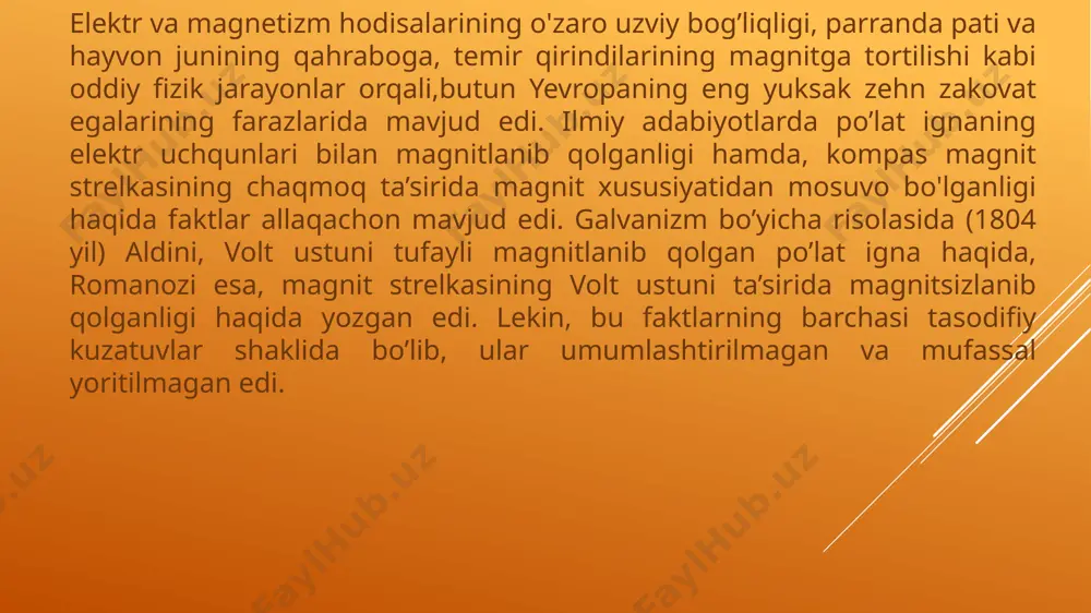 a’lumotlar bor, biroq, elektr tokining magnit xususiyatlarini birinchi bo’lib to’liq o’rganib chiqqan va batafsil ilmiy tahlil yordamida yoritib bergan olim bu baribir ersted bo’ldi. - stoletov qiyshiqligi diagrammasi ferromagnetizm xususiyatiga ega moddalarda magnetiklik xussiyati 1 dan past bo’ladi μ >> 1. image1.wmf image2.png oleobject1.bin image3.emf oleobject2.bin image4.png image5.png image6.wmf image7.wmf image8.wmf image9.wmf image10.wmf oleobject7.bin oleobject3.bin oleobject4.bin oleobject5.bin oleobject6.bin image11.wmf image12.png oleobject8.bin