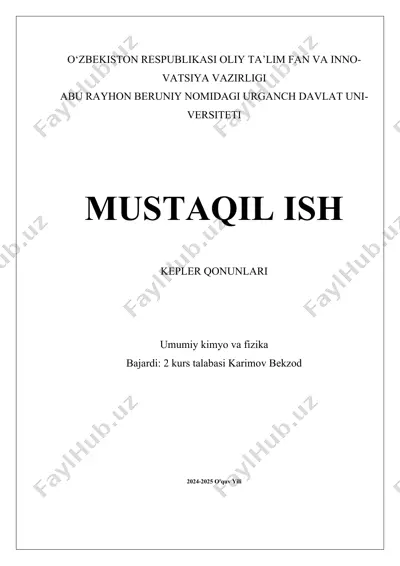 kepler qonunlari — DOCX