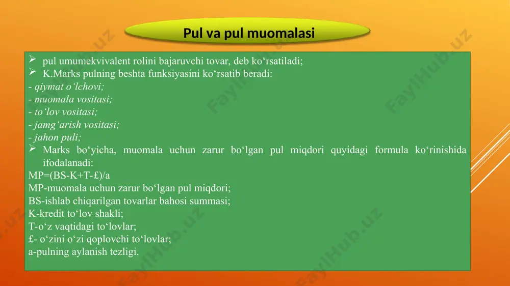 n olinishi zarur deganidir. asosiy asarlari “siyosiy iqtisod” risolasi (1803y.), “siyosiy iqtisod katexizisi” (1817y.), “siyosiy iqtisod kursi” (1828 y.) jan batist sey (1767-1832) j.b.seyning iqtisodiy ta’limotidagi asosiy jihatlar sarflangan mehnat natijasi sifatidagi qiymat tushunchasiga foydalilik nazariyasini qarshi qo‘yadi, bu nazariyaga ko‘ra, ishlab chiqarish foydalilik yaratadi, foydalilik esa tovar qimmatini aniqlab beradi. iste’mol qiymatini yaratishda mehnat bilan birga tabiat ham ishtirok etadi deb hisobladi va shu asosda qiymat yaratuvchi omil nafaqat mehnat, balki kapital va yer ham bo‘lishini aniqlab berdi. har bir ishlab chiqarish omili (mehnat, kapital, yer) qiymat manbai hisoblanadi, shu bois har bir omil tovar qiymatida mujassamlashgan daromadning muayyan qismini yaratadi, ya’ni mehnat – ish haqini, kapital – foydani, yer –rentani. pulning mohiyatini tahlil qilgach, uning muomala funksiyasiga alohida e’tibor qaratdi va pulni ayirboshlash quroli deb bildi, negaki odamlarga pulning o‘zi emas, balki unga sotib olgan narsalar kerak deb hisobladi. j.b.sey «bozor qonuni»ni yaratdi, unga ayirboshlagan - ko‘ra tovarlar …