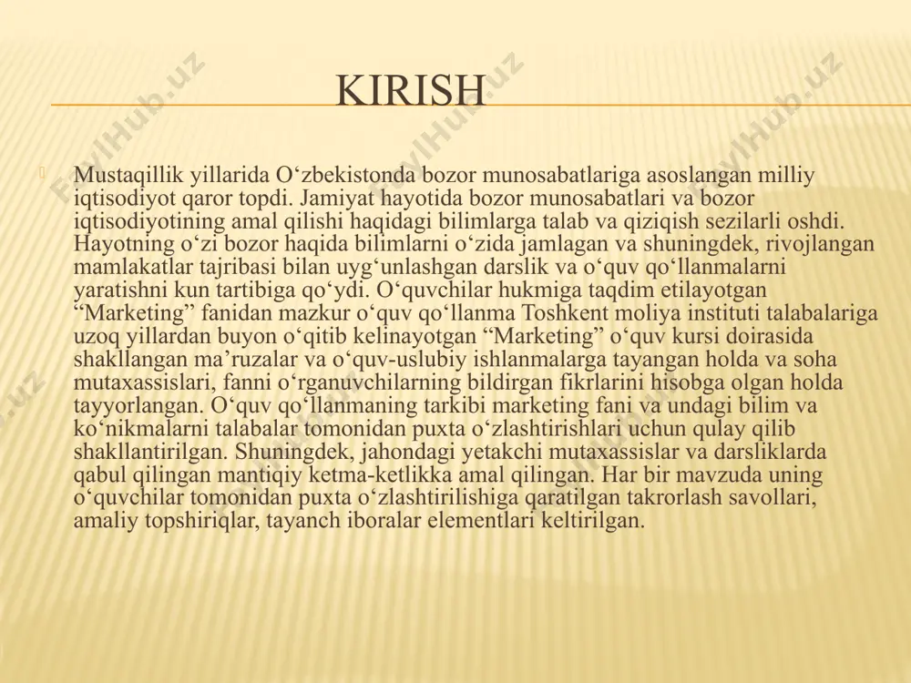 f ishlab chiqaruvchi (sotuvchi)larning oʻz tovarlarini sotishga (bozorga) taklif etish istagi. bozorda tovar narxi bilan uning taklifi miqdori oʻrtasqda bevosita bogʻliqlik mavjud tovar taklifiga, tovarning oʻz narxidan tashqari bir qator omillar: shu tovarni ishlab chiqarish uchun zarur boʻlgan resurslar narxlari; qoʻllaniladigan texnologiya; soliqlar va dotatsiyalar; taqchillik yoki narxlar oʻzgarishlarini kutish; bozordagi sotuvchilar soni va boshqa taʼsir koʻrsatadi. mas., resurelarning arzonlashuvi muayyan tovarni ishlab chikarish xarajatlarini kamaytiradi, bu esa uning taklifi oʻsishini stimullaydi. taklifning oʻziga taʼsir koʻrsatadigan omillar oʻzgarishlariga, birinchi navbatda, narx oʻzgarishlariga sezgirligi taklif elastikligi deb ataladi. adabiyotlarda talabning turli ko’rinishlari hozirda iqtisodiy adabiyotlarda talabning turli ko’rinishlari ajratishga alohida e’tibor qaratilmoqda. jumladan, ishlab chiqarish omillariga talab (ishlab chiqarish talabi) va iste’mol buyumlariga talab (aholi talabi) farqlanadi. shuningdek, haqiqiy (tovar va xizmatlarga haqiqatda namoyon bo’luvchi), qondirilgan (haqiqiy talabning bozorda tovar va xizmat sotib olish orqali qondirilgan qismi) va qondirilmagan (haqiqiy talabning bozorda zarur tovarlarning yo’qligi yoki ular assortimenti va sifatining xaridor …
