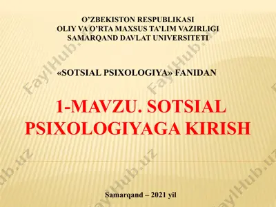 sotsial psixologiya fanidan ma'lumotlar — PPTX