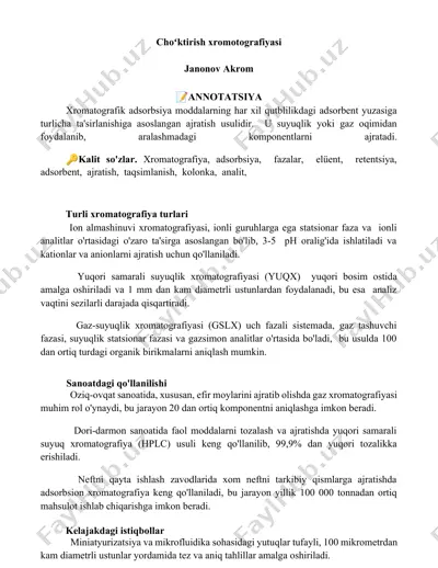 xromatografiya — DOCX