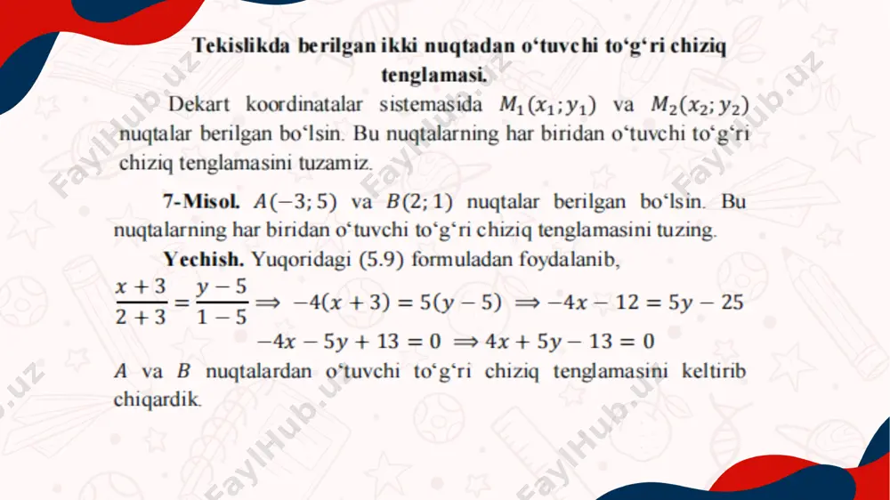 tekislikda to’g’ri chiziq tenglamalari - Page 4