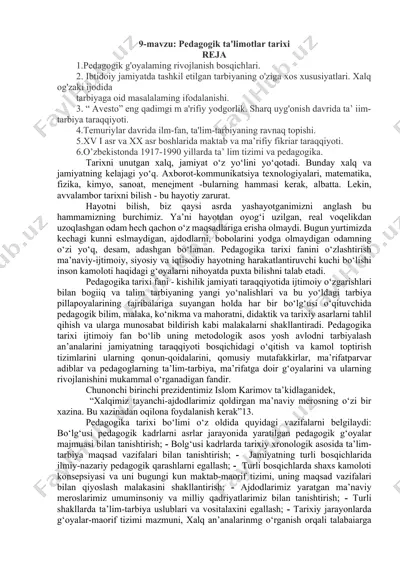 pedagogik ta'limotlar tarixi — DOCX