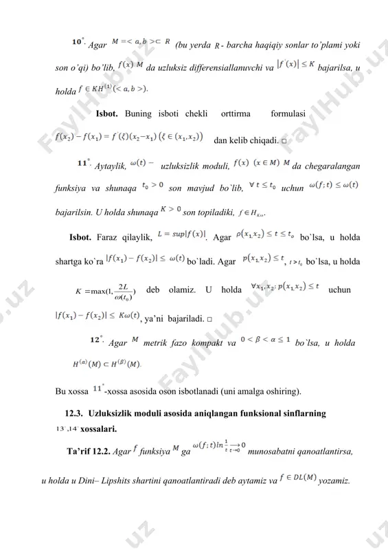 uzluksizlik moduli asosida aniqlanadigan funksional sinflar va ular o’rtasidagi munosbatlar - Page 5
