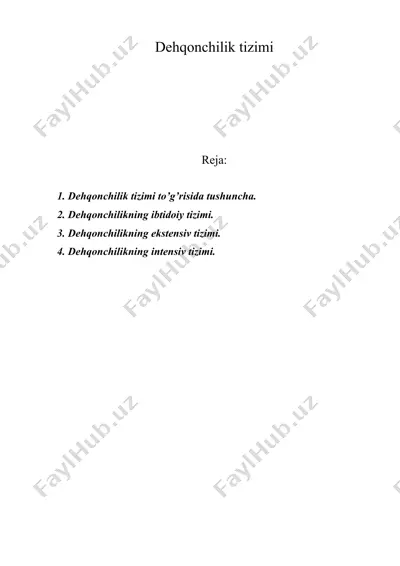 dehqonchilik tizimini rivojlantirish — DOC