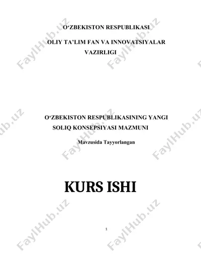 o‘zbekiston respublikasining yangi soliq konsepsiyasi mazmuni — DOCX