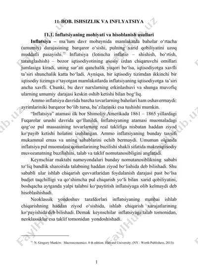 inflatsiyaning mohiyati va hisoblanish usullari — DOCX