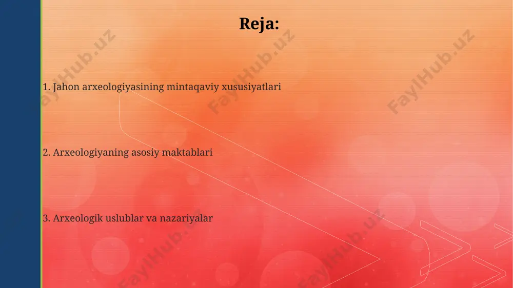 n ortiq arxeologik yodgorliklarni aniqladi. janubiy amerikada, and tog'larida, inklar imperiyasidan oldingi 2000 yildan ortiq davrga oid, taxminan 100 ming gektar maydonni egallagan chavín de huántar kabi yirik arxeologik markazlar aniqlangan. okeaniyaning arxeologiyasi yaponiya va avstraliya olimlarining qo'shma ekspeditsiyasi, 2015-yilda, melaneziyaning chuqur suvli qirg'oq hududlarida, 7000 yildan ortiqqa oid suv osti arxeologik topilmalarni aniqladi. okeaniyaning arxeologiyalik tadqiqotlari, 3000 yildan ortiq davom etgan lapita madaniyatining keng tarqalgan seramika buyumlarini, shu jumladan, vanuatu va fiji orollaridan topilgan namunalarini o'rganishga qaratilgan. polineziya uchburchagi hududida, ya'ni havay, rapa nui va yangi zelandiya orollari o'rtasidagi hududda, arxeologlar 1000 dan ortiq arxeologik yodgorliklarni, jumladan, megalitik inshootlarni aniqlashgan. misr arxeologiyasi giza piramidasi, abu simbel maqbaralari va karnak ma'badi kabi yodgorliklar misr arxeologiyasining muhim yutuqlari hisoblanadi va ular minglab sayyohlarni jalb qiladi. misr arxeologiyasida 5000 yildan ortiq davom etgan qadimgi misr tsivilizatsiyasi davrlarini o'rganishda, nil daryosi vodiysidagi 100 dan ortiq arxeologik joylarni qazish ishlari olib borilgan. misr arxeologiyasi …