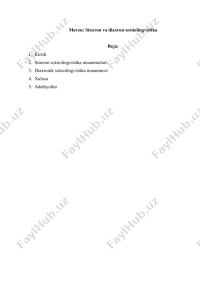 sinxron va diaxron sotsiolingvistika — DOCX