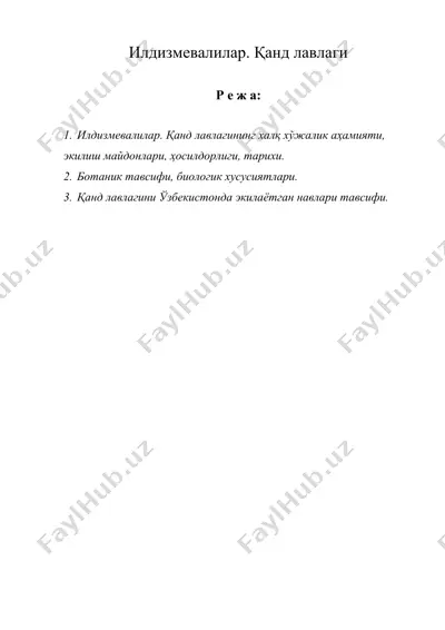 илдизмевалилар. канд лавлаги — DOC