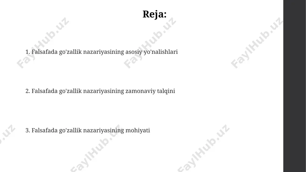 shaxsiy tajriba va 30% madaniy ta’sirlarga bog‘liqligi haqida 18-asr fransuz faylasuflari bahs yuritgan. go‘zallikning obyektiv va subyektiv tomonlari o‘rtasidagi munosabatlarni 21-asr psixologiyasi, neyroestetika yordamida 3 ta asosiy model orqali tushuntiradi. go‘zallik mezonlari va ularning evolyutsiyasi sovet davrida (1920-1991) go‘zallik mezonlari ideologik ta’sirga uchrab, 3 ta asosiy yo‘nalishda – realizm, sotsialistik realizm va avangardda namoyon bo‘lgan. xvi-xvii asrlarda samarqand va buxoro kabi shaharlarda go‘zallik mezonlari, ayniqsa, 20 ga yaqin miniatyura uslublari orqali, sharqona nafislik va noziklik tamoyillarini aks ettirgan. 19-asr oxiri va 20-asr boshlarida yevropa ta’siri ostida, go‘zallik tushunchasi 5 dan ortiq yangi uslublarni o‘zida mujassamlashtirib, milliy an’analar bilan uyg‘unlashgan. go‘zallik va san’atning o‘zaro bog‘liqligi o‘zbekistonning 20-asr san’atida, xususan, samarqand maktabining rasmlarida, go‘zallik va san’atning birligi, 5 ta asosiy element – rang, shakl, kompozitsiya, tekstura va mavzuning uyg'unligi orqali ifodalangan. falsafada, 18-asr yevropa estetikasi bilan bog'liq holda, go‘zallik va san’atning o‘zaro ta’siri 3 asosiy tamoyil – uyg'unlik, nisbat va ifoda orqali …