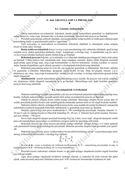 granullash va presslash — DOCX