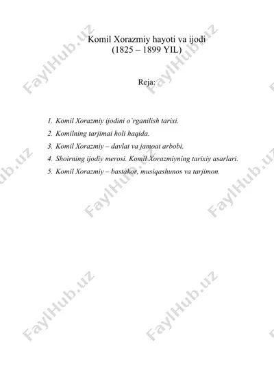 komil xorazmiy hayoti va ijodi — DOC