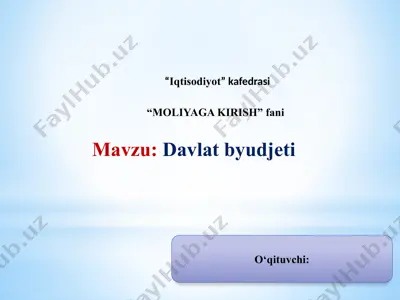 davlat byudjeti (moliya kirish fani taqdimoti) — PPTX