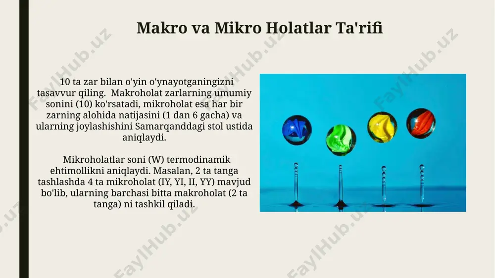 makro va mikro holatlar hamda termodinamik ehtimollik - Page 4