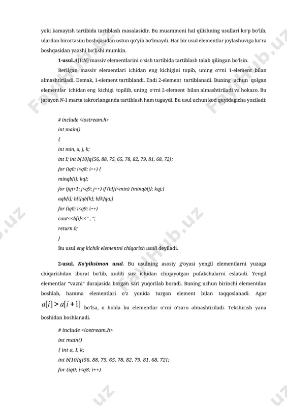 massivlar. bir va ko’p o’lchamli massivlar - Page 5