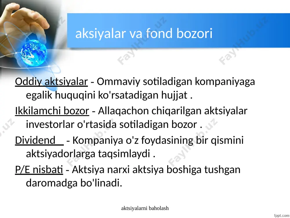 zlangan talab qilingan daromad darajasidan pastroq daromad olishadi. kompaniyalar o'sishi va zaxiralar o'sishi spekulyativ kompaniyalar va spekulyativ aksiyalar spekulyativ kompaniyalar kimning aktivlari katta xavfni o'z ichiga oladi, lekin u ham katta daromad olish imkoniyatiga ega spekulyativ aksiya past yoki salbiy daromad stavkalarining yuqori ehtimoli bor spekulyativ aksiyalar haddan tashqari baholangan, bozor kelajakdagi davrda aksiya narxini uning haqiqiy qiymatiga moslashtirishi ehtimoli yuqori bo'lishiga olib keladi, past yoki ehtimol salbiy daromad stavkalarini boshdan kechiradi ajoyib o'sish zaxirasi sezilarli darajada ortiqcha baholangan bo'lishi mumkin firmaning umumiy strategik yondashuvi porter ikkita asosiy strategiyani taklif qiladi: kam xarajatli strategiya firma arzon ishlab chiqaruvchi va shuning uchun o'z sanoatida xarajatlar yetakchisi bo'lishga intiladi xarajatlarning afzalliklari sanoatga qarab farq qiladi va miqyosda iqtisod, xususiy texnologiya, differentsiatsiya strategiyasi xaridorlar uchun muhim bo'lgan sohada o'zini sanoatda noyob sifatida ko'rsatadi kompaniya o'zini farqlashga harakat qilishi mumkin uning tarqatish tizimi yoki qandaydir noyob marketing yondashuvi bo'yicha kompaniya tahlili swot tahlili kuchli …